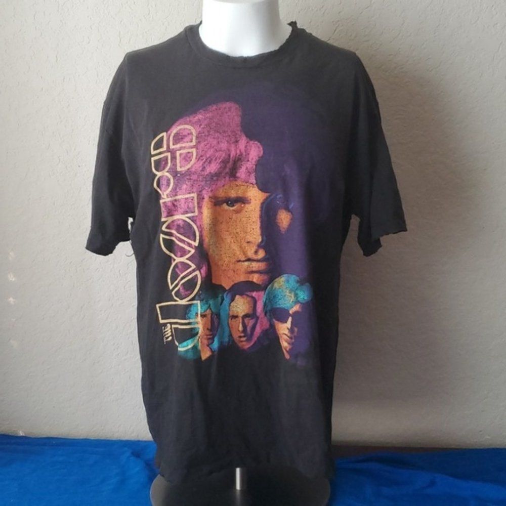 VTG 90s The Doors Jim Morrison Shirt No One Gets Out Alive Blacklight Heavy Wear